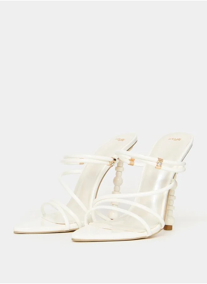 Styli Decorative Heel Strappy Sandals