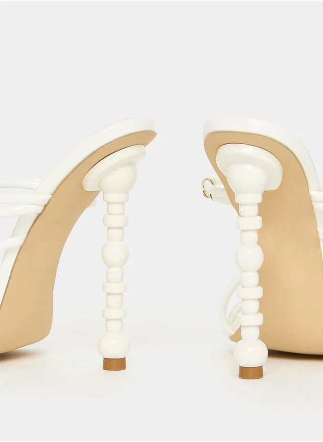Styli Decorative Heel Strappy Sandals
