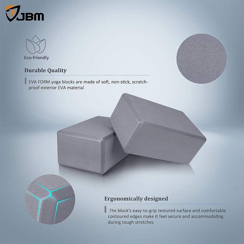 JBM Yoga Blocks 2 Pack with Strap, Cork Block 2 Pack EVA Foam Yoga Bricks Set,Stretch Blocks - Image 3