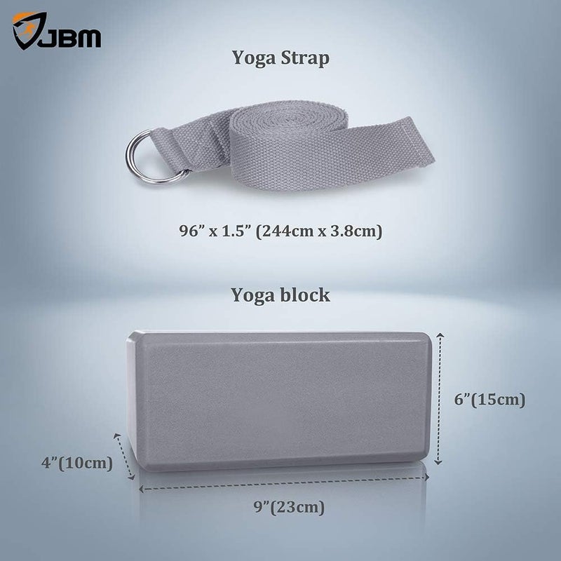 JBM Yoga Blocks 2 Pack with Strap, Cork Block 2 Pack EVA Foam Yoga Bricks Set,Stretch Blocks - Image 5