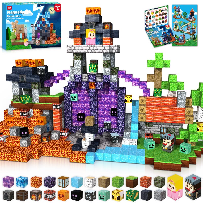 GraceDuck Magnetic Blocks 150 PCS Build Dark Hell Forest Castle Magnetic Toys for Montessori Toddler Easter Christmas Birthday Gifts STEM Sensory Toys for 3 4 5 6 7 8 9 10 Year Old Boys Girls - Image 2