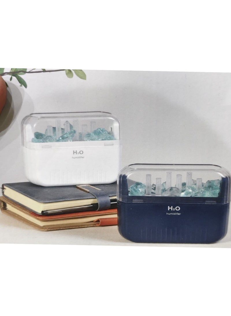 DANIM Glacier Humidifier With Crystal Essential Oil Diffuser Personal Desktop Purifier for Baby Bedroom Desk Travel Office Home - Image 1