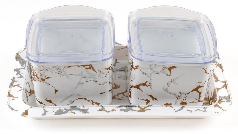 Xiran Airtight Dry Fruit Containers with Lid & Serving Tray, Dry Fruit Box for Serving Sweets, Chocolates, Candy, Pickle, Mukhwas, Kitchen accessories Items (2 Pieces Set, White, Polypropylene) - Image 3