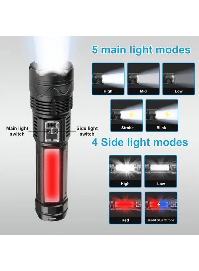 Portable Multi Mode Outdoor LED Flashlight Ca Black Type C USB Charging Adjustable Focus - Image 3