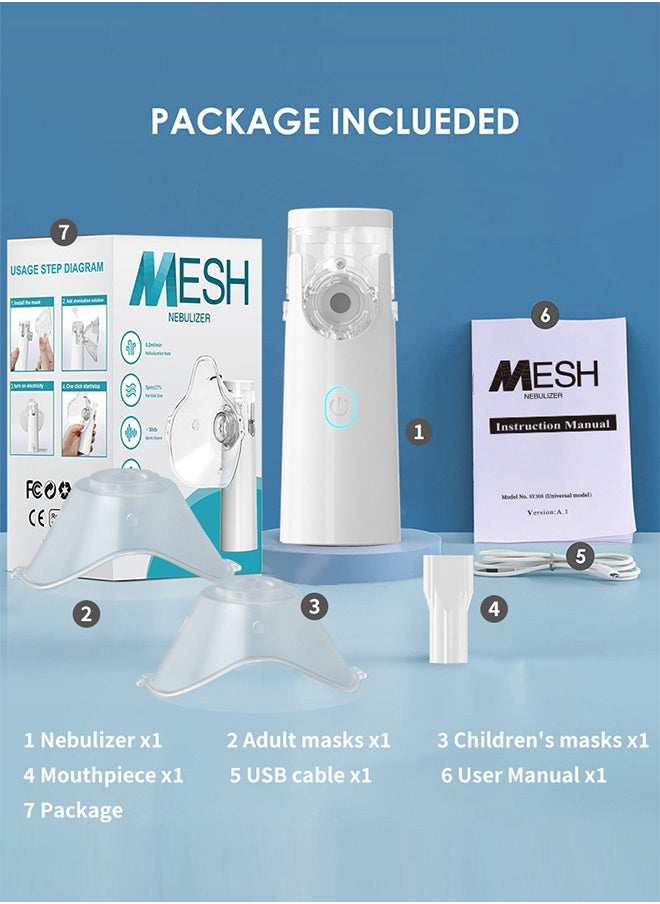 MESH - Portable Nebulizer Mesh Inshaler Mini Nebulizer Handheld Atomizer Steam Device for Colds Asthma Respiratory Diseases Suitable for Adult & Childeren - Image 1