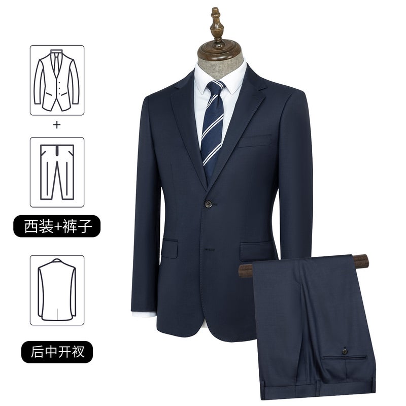 Men's Wool Blend Suit Set Machine Washable Groom Tuxedo Office Business Blazer - Image 3