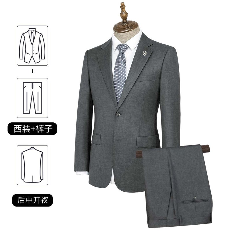 Men's Wool Blend Suit Set Machine Washable Groom Tuxedo Office Business Blazer - Image 2