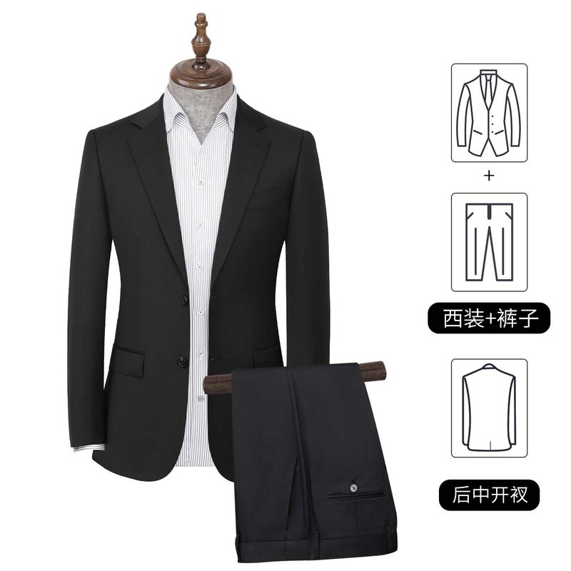 Men's Wool Blend Suit Set Machine Washable Groom Tuxedo Office Business Blazer - Image 4