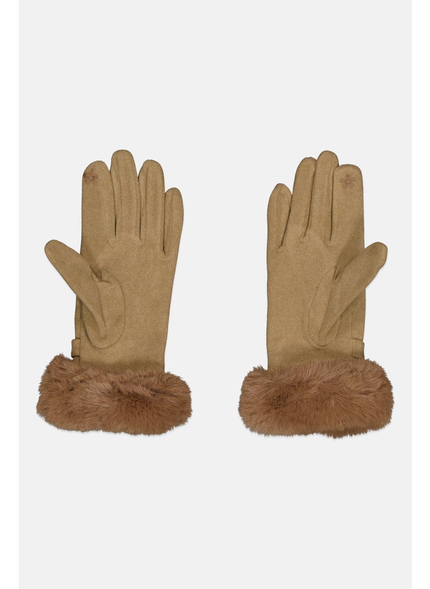 London Fog Women 1 Pair Textured Gloves, Brown  - Image 2