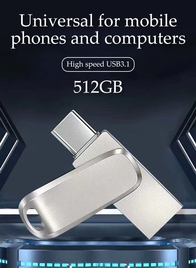 DUNISO USB Flash Drive,512GB USB Flash Drive USB 3.1 Memory Stick Thumb Drive USB C Drive with Type C for Computer Laptop Android Phones for Photo Video Music File - Image 1