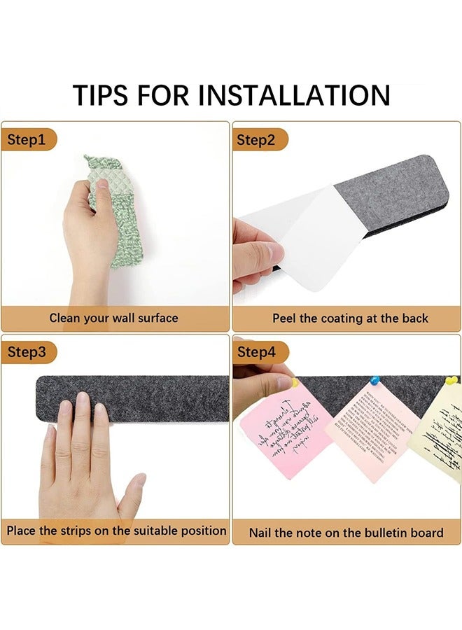 meayul 8 Pack Bulletin Board Strips, Felt Pin Board Bar Strips, Self Adhesive Bulletin Board Strips, Felt Cork Boards No Damage for Wall for Paste Notes, Schedules, Photos, Bulletin Board for Home Wall Decoration  - Image 4