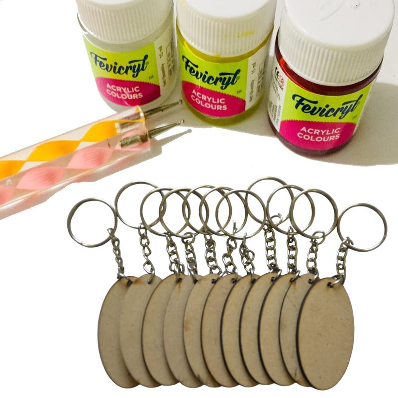 Ecomology Pack of 40 (20Square & 20Oval) 2 Shape Key Chains with Ring (50 x 50) mm | It is Suitable for Craft Activities | Mandala Art MDF Board Decoupage Gifr For Friends  - Image 2