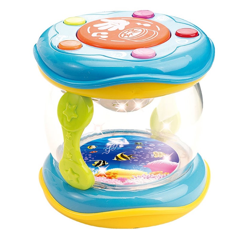 WEofferwhatYOUwant Baby Drum Baby Music Instrument Portable Travel Toy and Sleeping Aide Soft Sounding Drum with LED Lights Show Lullabies Interactive Play