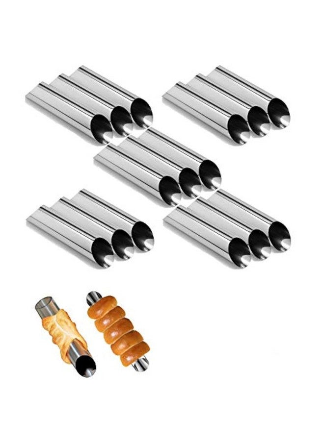 EUICAE Cannoli Tubes, 5 inch Large Stainless Steel Cannoli Forms Non-stick cream horn Danish Pastry Molds for Croissant Shell Cream Roll Pack of 15 - Image 1