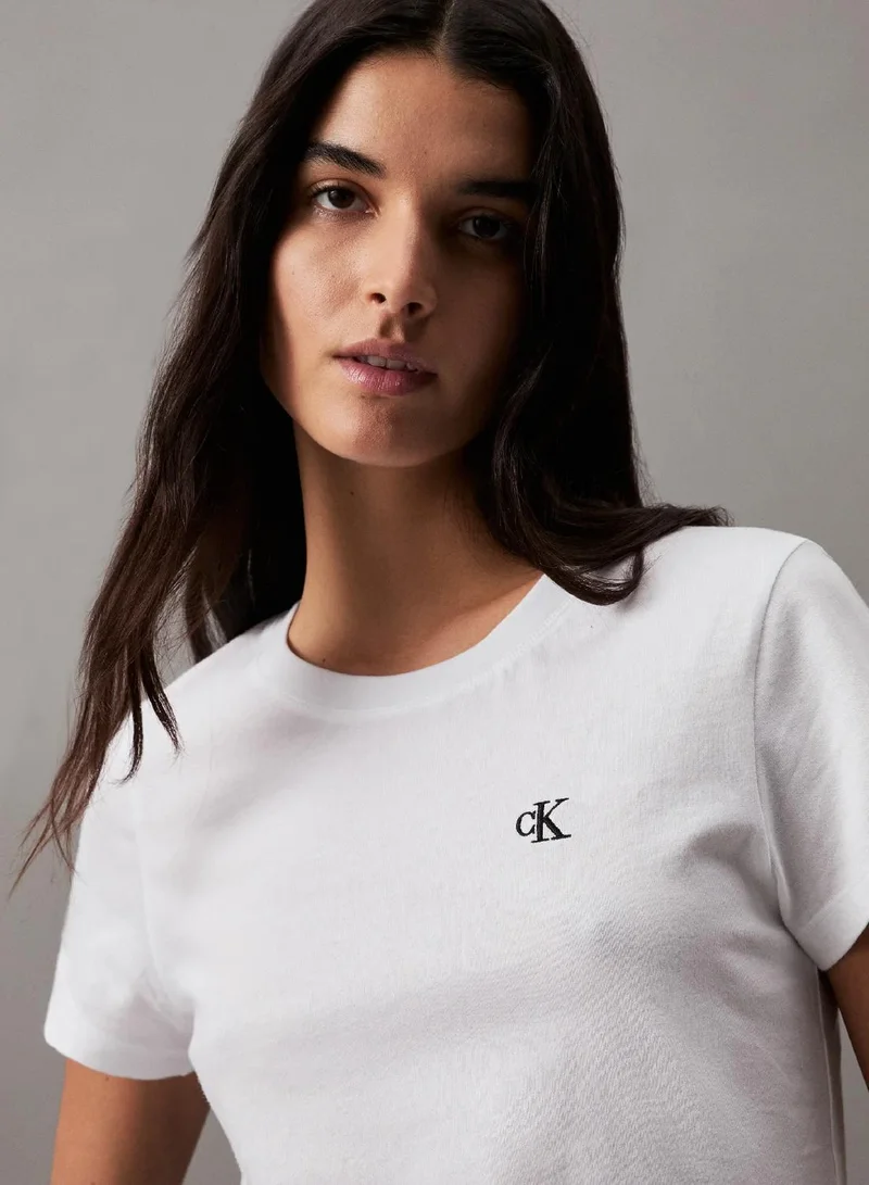 Calvin Klein Bright White Slim Cotton T-Shirt for Women | Best Price UAE