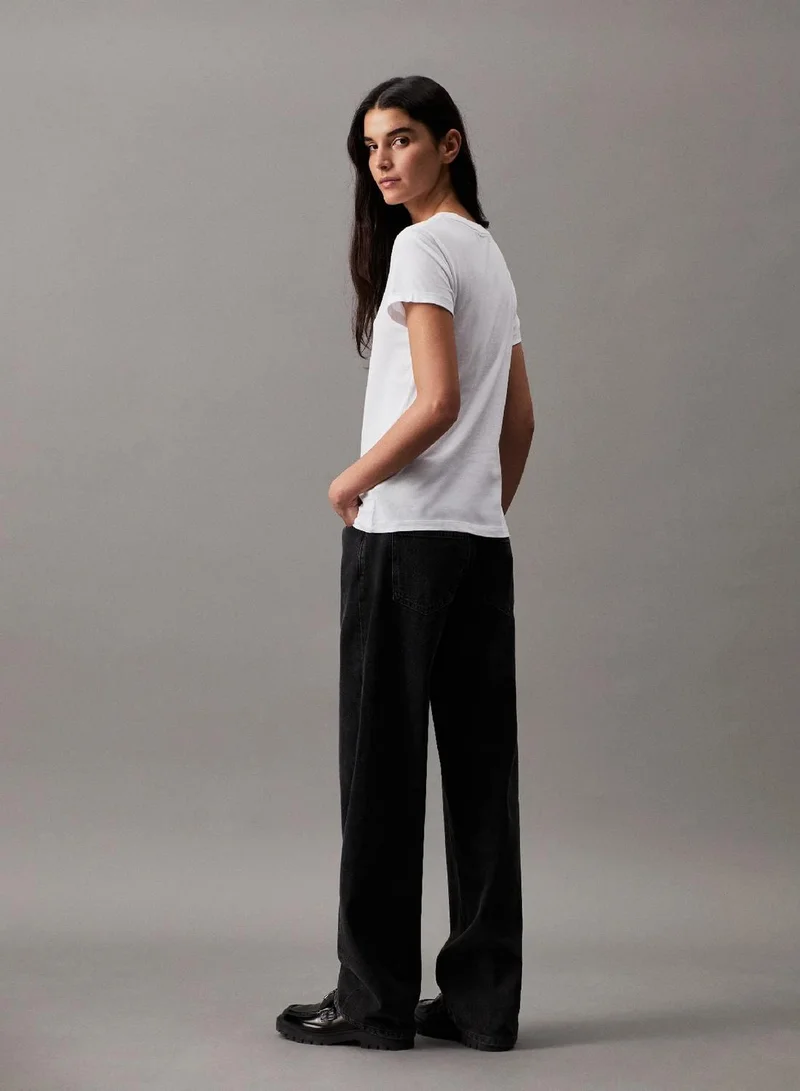 Calvin Klein Bright White Slim Cotton T-Shirt for Women | Best Price UAE