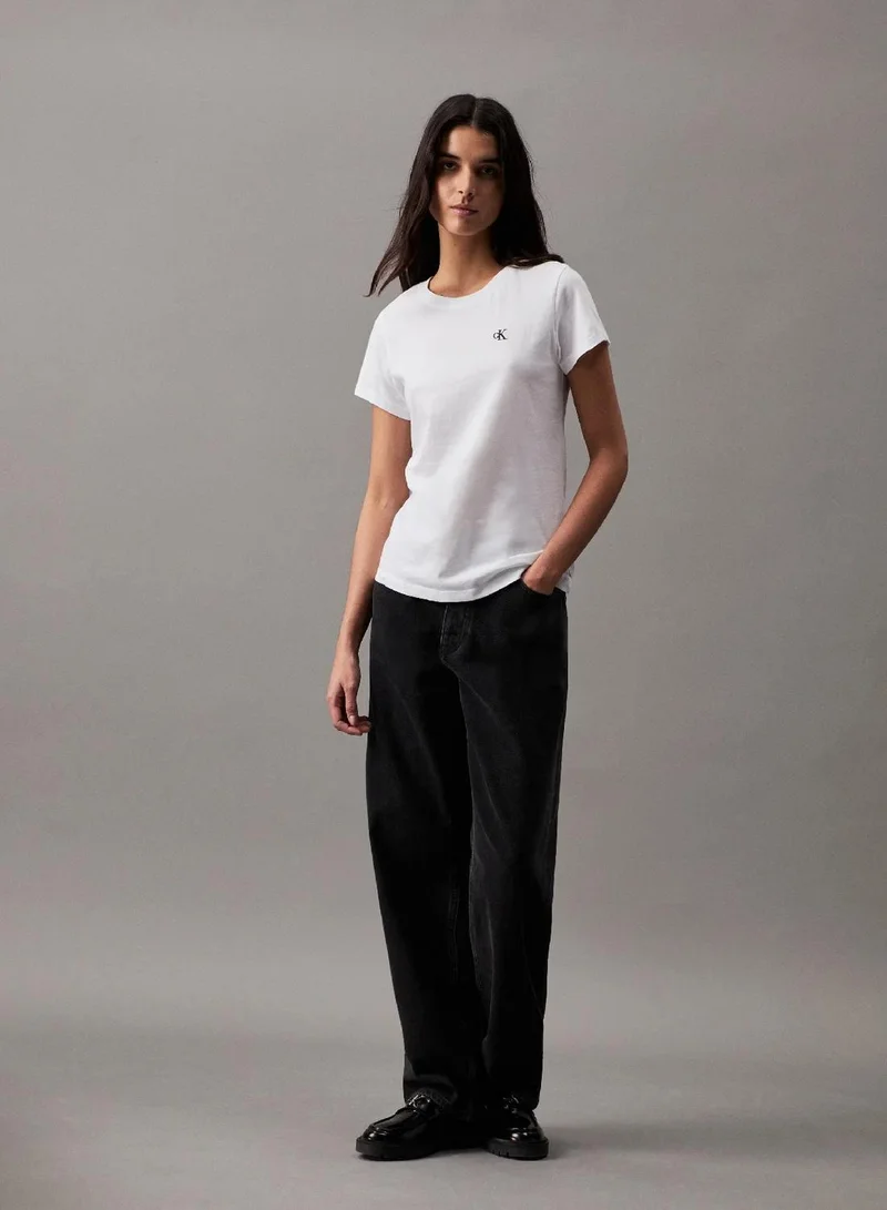 Calvin Klein Bright White Slim Cotton T-Shirt for Women | Best Price UAE