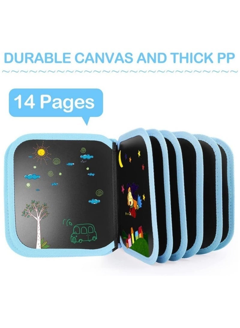 Bukela Erasable Doodle Board, 14 Pages Painting Toys for 3+ Year Old Boys Girls, Drawing Pad for Toddlers Birthday Gifts, With 12 Coloring Pens (Blue Bird) - Image 2