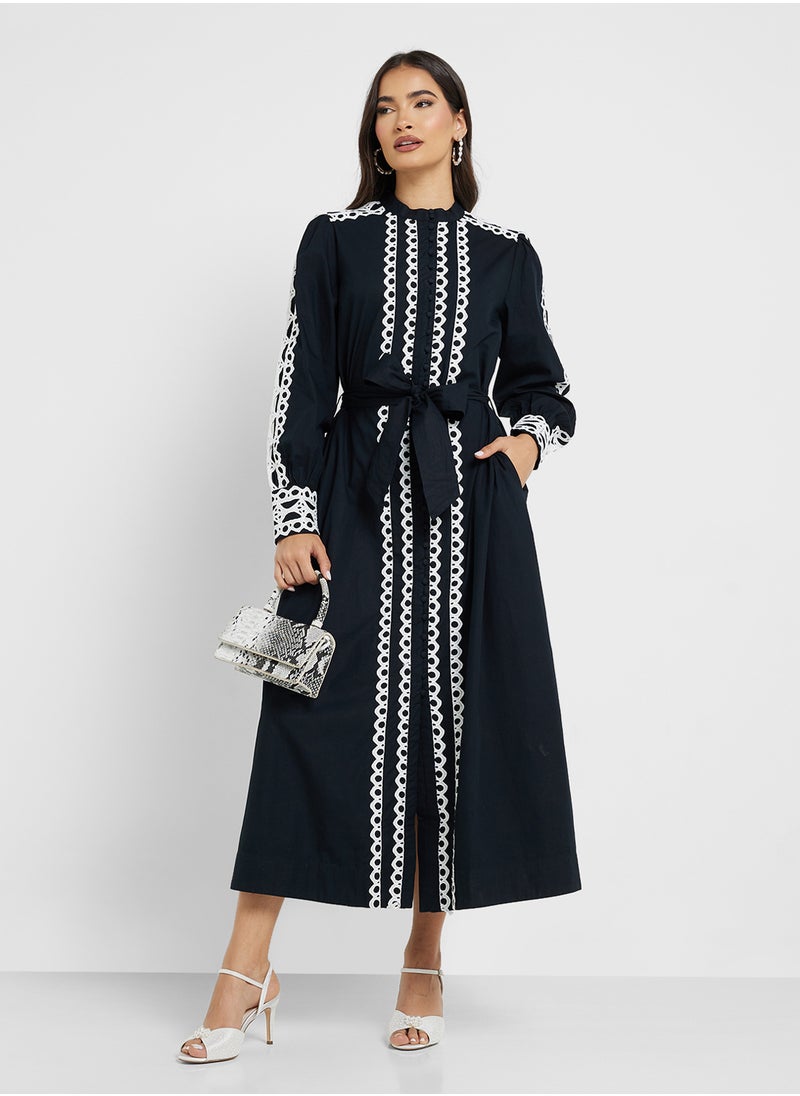 YAS - Yasyamina Tie Detailed Long Shirt Dress - Image 1