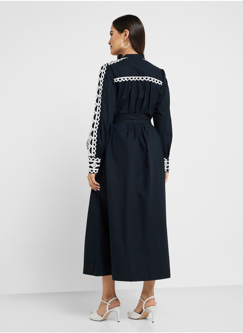 YAS - Yasyamina Tie Detailed Long Shirt Dress - Image 1