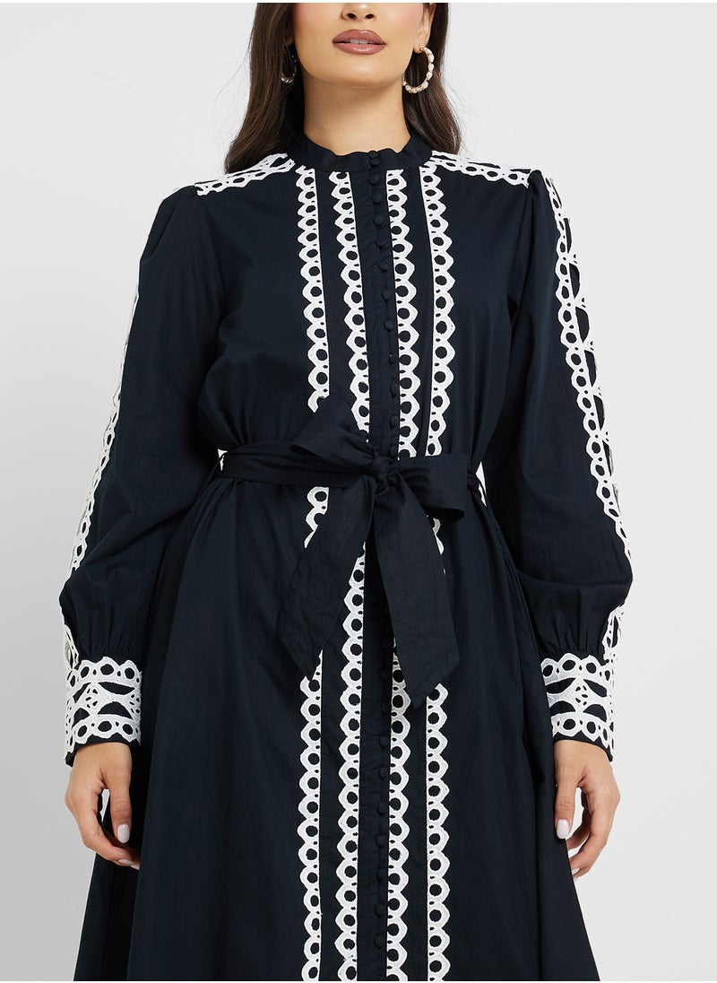 YAS - Yasyamina Tie Detailed Long Shirt Dress - Image 1