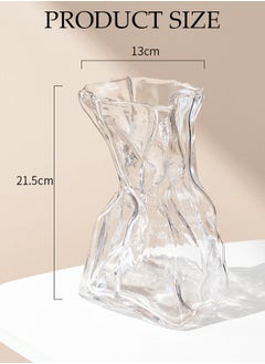 DUNISO Creative Clear Glass Vase Craft Aesthetic Decorative Small Flower Vase Hydroponic Plant Desktop Ornament Metal Geometric Vase for Flowers Rose Home and Office  - Image 4