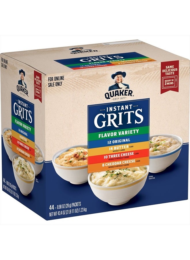 Quaker - Instant Grits, 4 Flavor Variety Pack, 0.98oz Packets,44 Count (Pack of 1) - Image 1