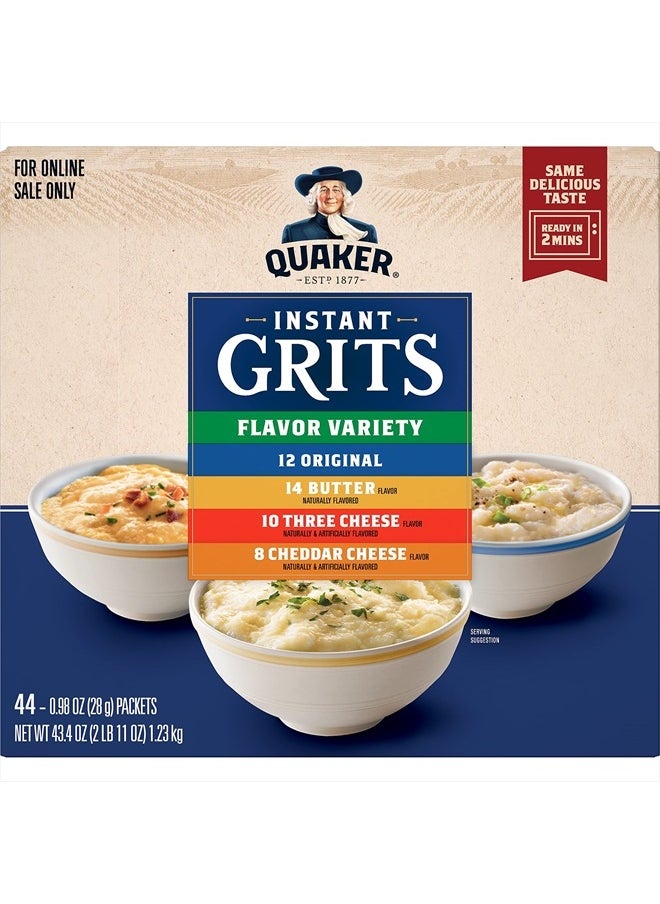 Quaker - Instant Grits, 4 Flavor Variety Pack, 0.98oz Packets,44 Count (Pack of 1) - Image 1