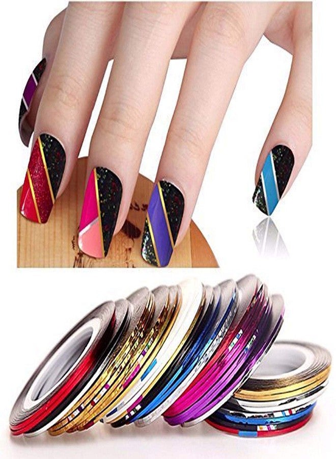 SAVNI combo of 7 brushes, 5 nail tools, 10 1mm striping nail tape and 3 pcs of french manicure tips - Image 2