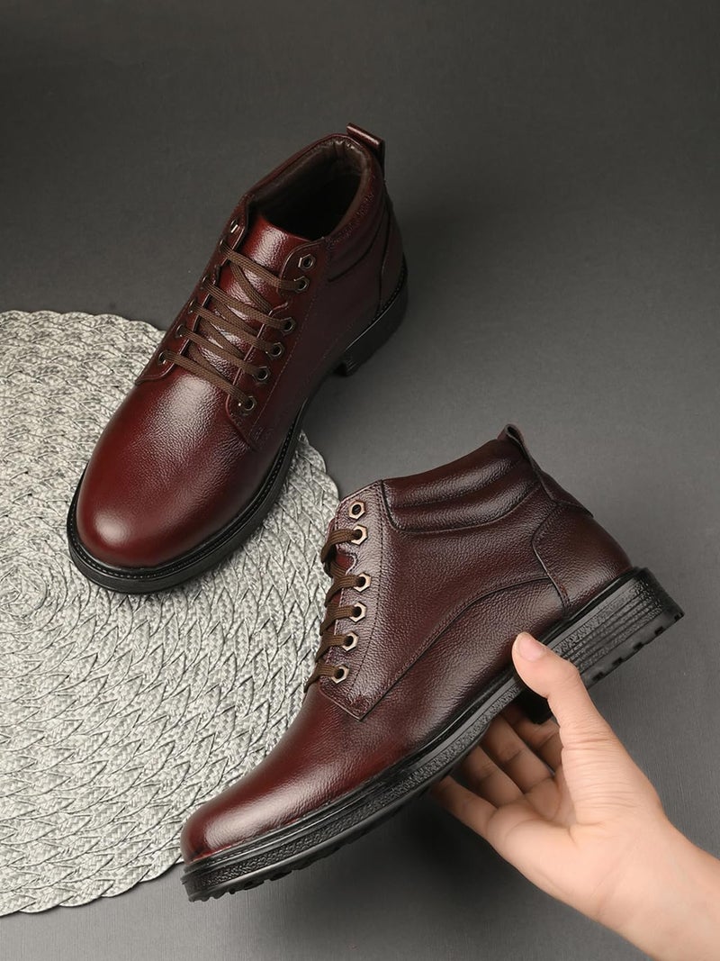 MACTREE Brown Genuine Leather Formal Lace Up Ankle Boots for Men - 06 UK - Image 2