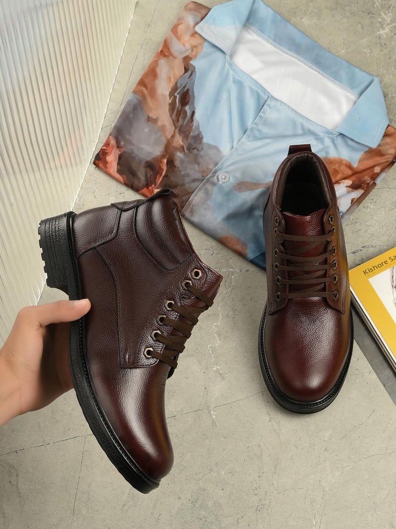 MACTREE Brown Genuine Leather Formal Lace Up Ankle Boots for Men - 06 UK - Image 3