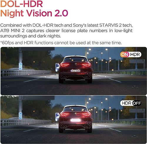VIOFO Dash Cam A119 Mini 2, STARVIS 2 Sensor, 2K 60fps/HDR 30fps Voice Control Car Dash Camera with 5GHz Wi-Fi GPS, Night Vision 2.0, 24H Parking Mode, Supercapacitor, Support 512GB Max - Image 3