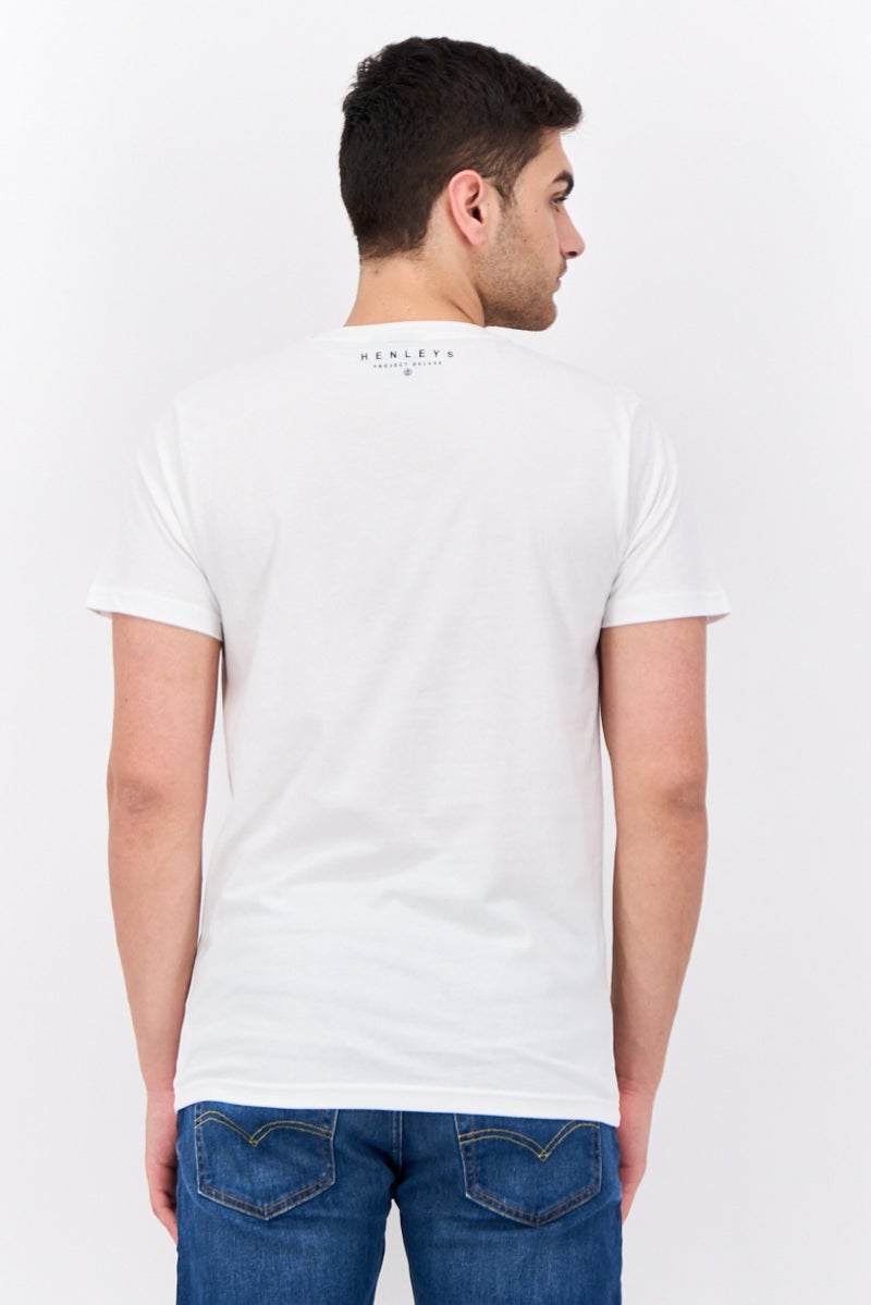 Henleys Men Crew Neck Short Sleeves Brand Logo Kilhen T-Shirt, White - Image 3