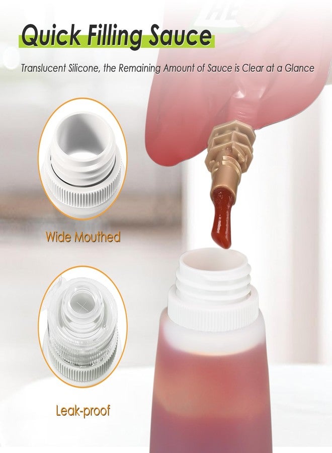 Nacxbwer Condiment Squeeze Bottles for Ketchup Hot Sauce Liquids Oil with Caps for Condensed Milk and Mustard Salad Dressing Dispenser Silicone Bottles (Translucent, 3 oz * 4 Pack) - Image 4
