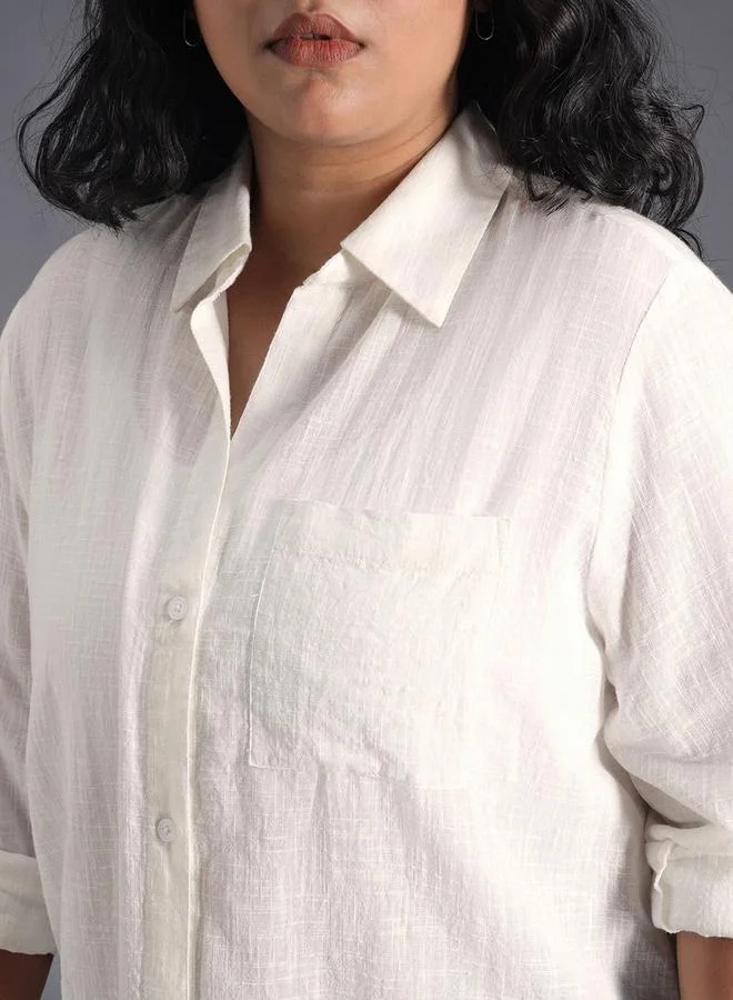 HIGH STAR Plus Size Solid Regular Fit Shirt with Pocket Detail by Styli