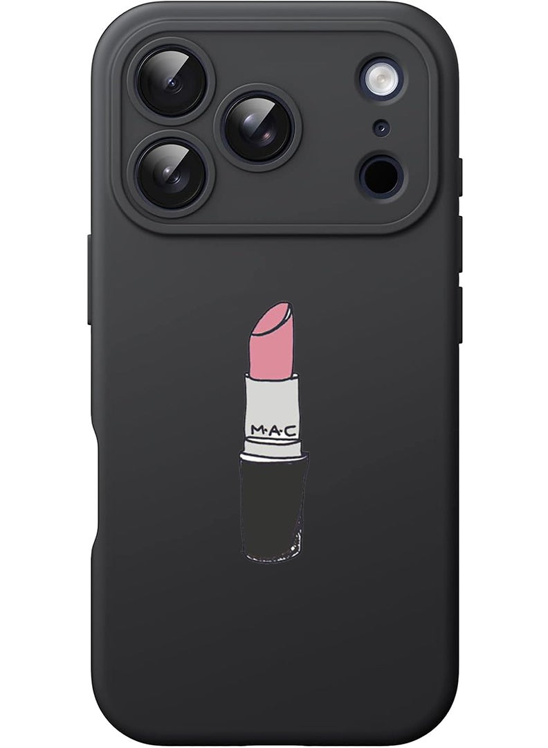 Theodor Protective Slim Fit Case Liquid Silicone Cover with Full Body Protection Anti-Scratch Shockproof Case For Apple iPhone 17 Pro Max (Black) Lipstick - Image 1