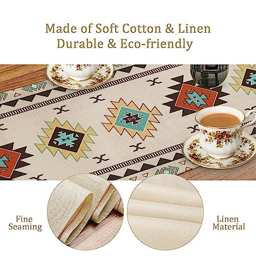 SXXLDNG Aztec Southwest Table Runner,Ethnic Style Design Geometric Table Runners Table Setting Decor for Garden Farmhouse Wedding Party Holiday Dinner Home 13x36 Inch - Image 5
