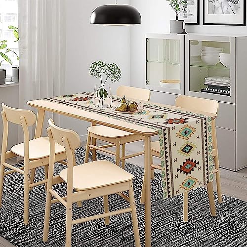 SXXLDNG Aztec Southwest Table Runner,Ethnic Style Design Geometric Table Runners Table Setting Decor for Garden Farmhouse Wedding Party Holiday Dinner Home 13x36 Inch - Image 3