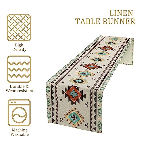 SXXLDNG Aztec Southwest Table Runner,Ethnic Style Design Geometric Table Runners Table Setting Decor for Garden Farmhouse Wedding Party Holiday Dinner Home 13x36 Inch - Image 4