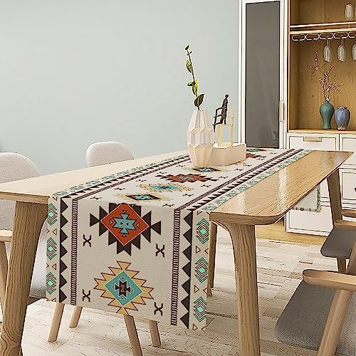 SXXLDNG Aztec Southwest Table Runner,Ethnic Style Design Geometric Table Runners Table Setting Decor for Garden Farmhouse Wedding Party Holiday Dinner Home 13x36 Inch - Image 2