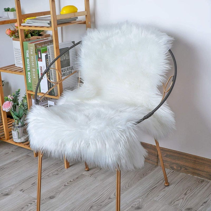 HEBEZON Faux Sheepskin Rugs Soft Faux Fur Rugs White Fluffy Rugs Chair Couch Cover Fuzzy Rugs for Bedroom Floor Sofa Living Room 2x3 Feet - Image 2