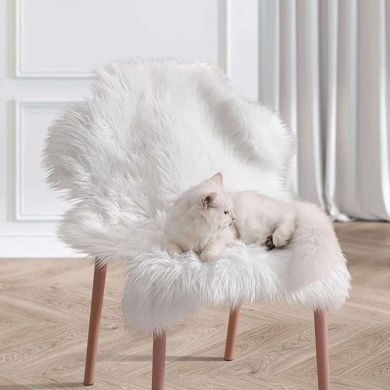 HEBEZON Faux Sheepskin Rugs Soft Faux Fur Rugs White Fluffy Rugs Chair Couch Cover Fuzzy Rugs for Bedroom Floor Sofa Living Room 2x3 Feet - Image 3