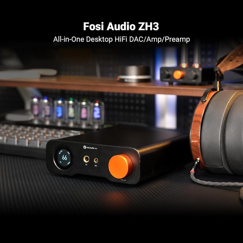 Fosi Audio ZH3 مضخم أولي هاي فاي متوازن بالكامل، مضخم سماعات DAC مع AKM4493SEQ XMOS XU316 PCM 768kHz لمضخم الصوت، مدخل USB/بصري/محوري/RCA/مشغل 12V، خرج XLR/RCA/4.4mm/6.35mm - Image 5