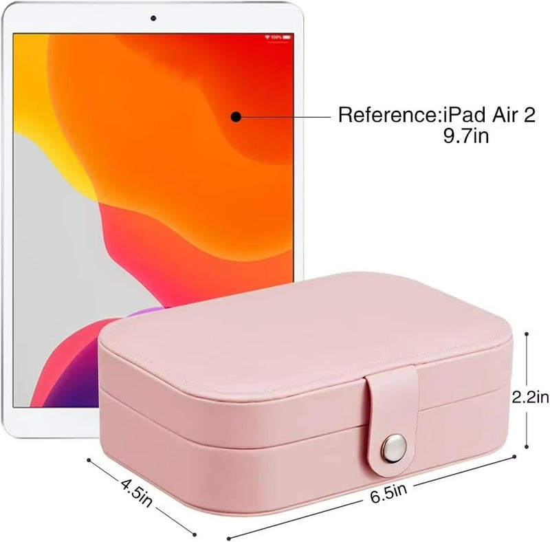 Storescent Jewelry Box- Portable Travel Jewelry Box, Small Two-Layer Jewelry Organizer, Synthetic Leather Jewelry Storage Case for Ring, Necklace, Earring (Pink) - Image 5