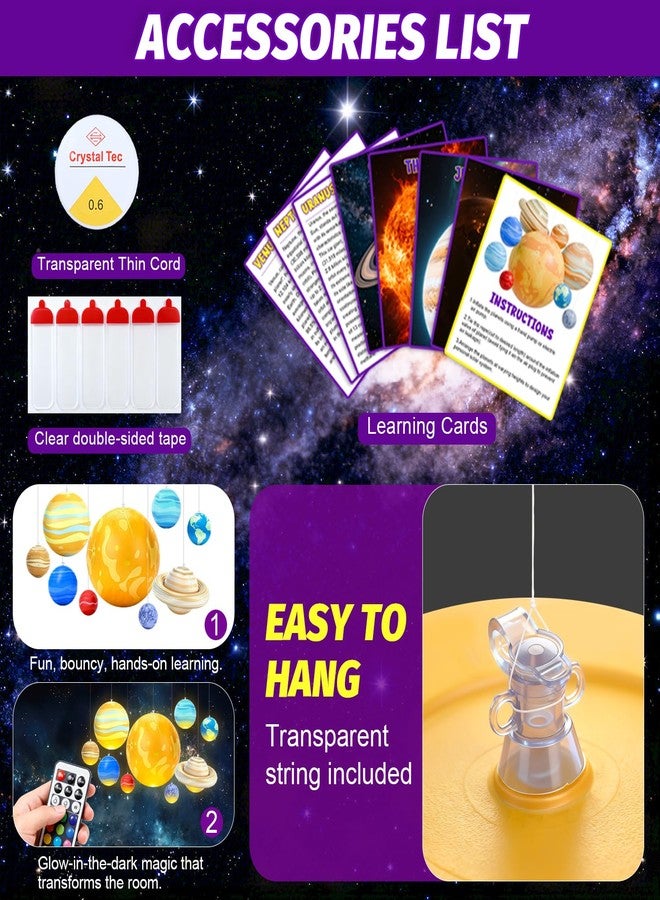 OMKSIH 2026 Upgraded Inflatable Solar System Planets with Lights Inflatable Solar System 9 Giant Hanging Planets Astronomy Gifts for Ages 5-7, 6-8, 8-12 Outer Space Themed Room Party Decoration - Image 4