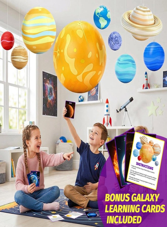 OMKSIH 2026 Upgraded Inflatable Solar System Planets with Lights Inflatable Solar System 9 Giant Hanging Planets Astronomy Gifts for Ages 5-7, 6-8, 8-12 Outer Space Themed Room Party Decoration - Image 2