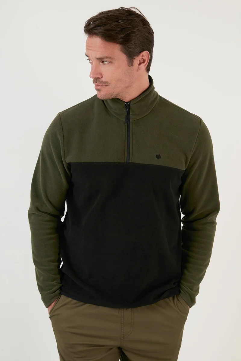 Buratti Regular Fit Zippered Stand Collar Winter Fleece Men's Fleece 5906016