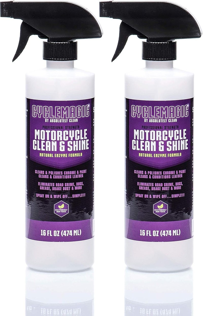 Absolutely Clean CycleMagic Motorcycle Clean and Shine Motorcycle Cleaner & Conditioner, Chrome Cleaner, Leather Cleaner, Paint | Eliminates Grime, Brake Cleaner, Dirt & Debris | (16oz Spray Bottle 2pack (Save 25%)) - Image 1