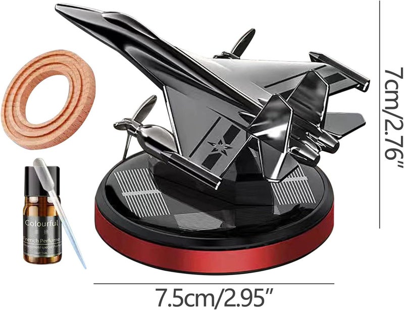 cheekyglo Solar Aircraft Car Aromatherapy Decor with Essential Oil, Solar Energy Rotating Helicopter Design Aromatherapy Diffuser Car Air Freshener Essential Oil Diffuser for Car Office Home - Image 3