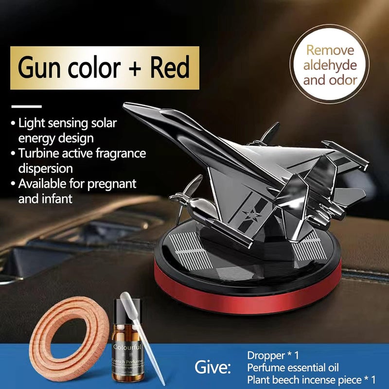 cheekyglo Solar Aircraft Car Aromatherapy Decor with Essential Oil, Solar Energy Rotating Helicopter Design Aromatherapy Diffuser Car Air Freshener Essential Oil Diffuser for Car Office Home - Image 2